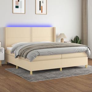 VidaXL Boxspring met matras en LED stof crèmekleurig 200x200 cm