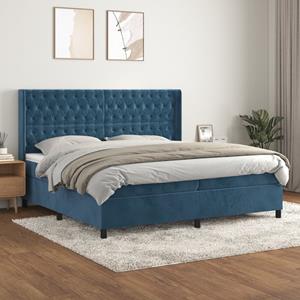 VidaXL Boxspring met matras fluweel donkerblauw 200x200 cm