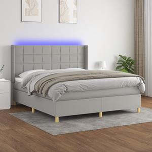 VidaXL Boxspring met matras en LED stof lichtgrijs 160x200 cm