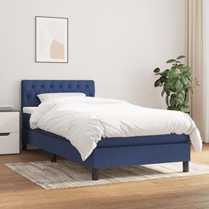 VidaXL Boxspring met matras stof blauw 90x190 cm