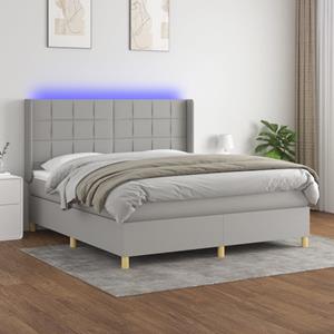 VidaXL Boxspring met matras en LED stof lichtgrijs 180x200 cm