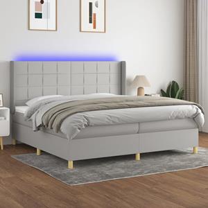 VidaXL Boxspring met matras en LED stof lichtgrijs 200x200 cm