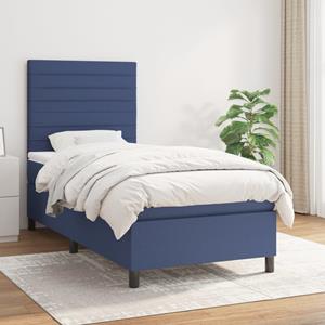 VidaXL Boxspring met matras stof blauw 90x190 cm