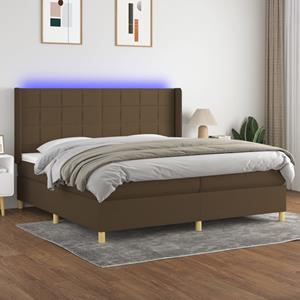 VidaXL Boxspring met matras en LED stof donkerbruin 200x200 cm