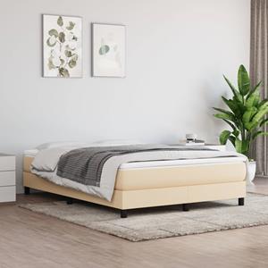 VidaXL Boxspring met matras stof crèmekleurig 140x200 cm