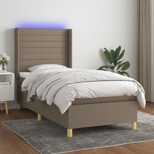 VidaXL Boxspring met matras en LED stof taupe 90x190 cm