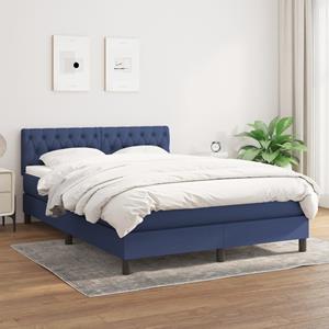 VidaXL Boxspring met matras stof blauw 140x190 cm