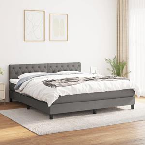 VidaXL Boxspring met matras stof donkergrijs 160x200 cm