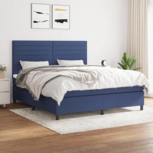 VidaXL Boxspring met matras stof blauw 160x200 cm