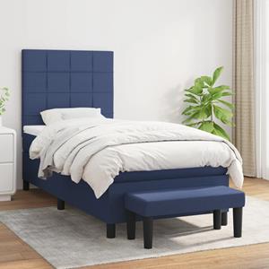 VidaXL Boxspring met matras stof blauw 90x190 cm