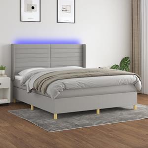 VidaXL Boxspring met matras en LED stof lichtgrijs 160x200 cm