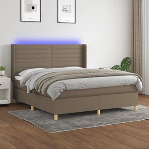 VidaXL Boxspring met matras en LED stof taupe 160x200 cm