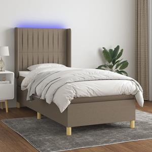 VidaXL Boxspring met matras en LED stof taupe 100x200 cm