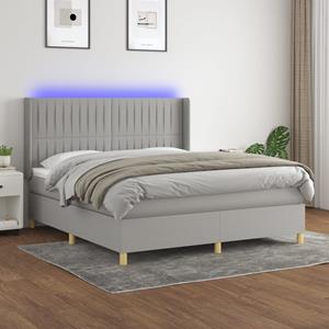 VidaXL Boxspring met matras en LED stof lichtgrijs 160x200 cm