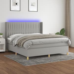 VidaXL Boxspring met matras en LED stof lichtgrijs 180x200 cm