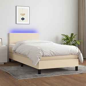 VidaXL Boxspring met matras en LED stof crèmekleurig 100x200 cm