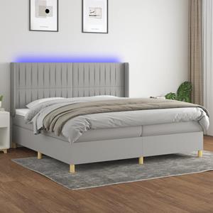 VidaXL Boxspring met matras en LED stof lichtgrijs 200x200 cm