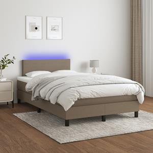 VidaXL Boxspring met matras en LED stof taupe 120x200 cm