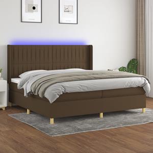 VidaXL Boxspring met matras en LED stof donkerbruin 200x200 cm