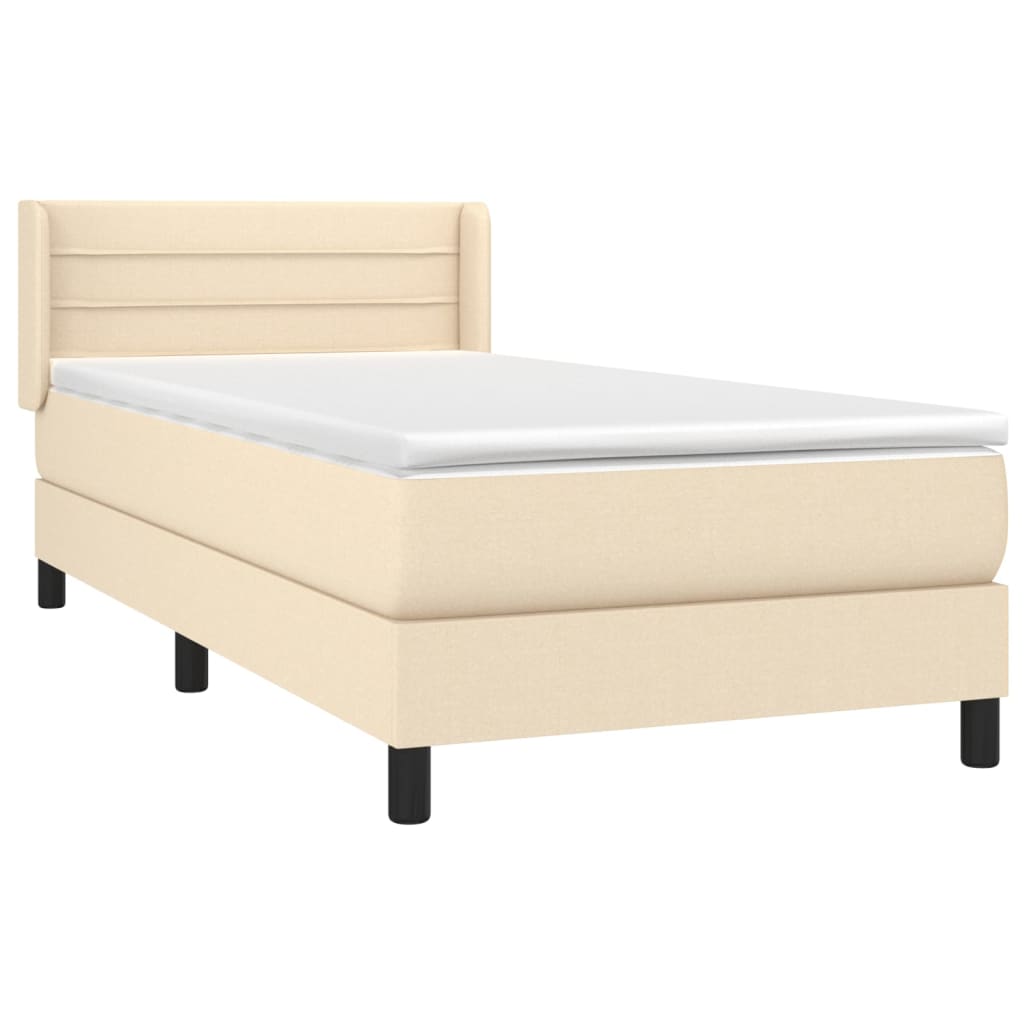 vidaXL Boxspring met matras stof crèmekleurig 100x200 cm