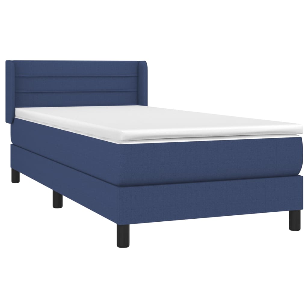 vidaXL Boxspring met matras stof blauw 100x200 cm