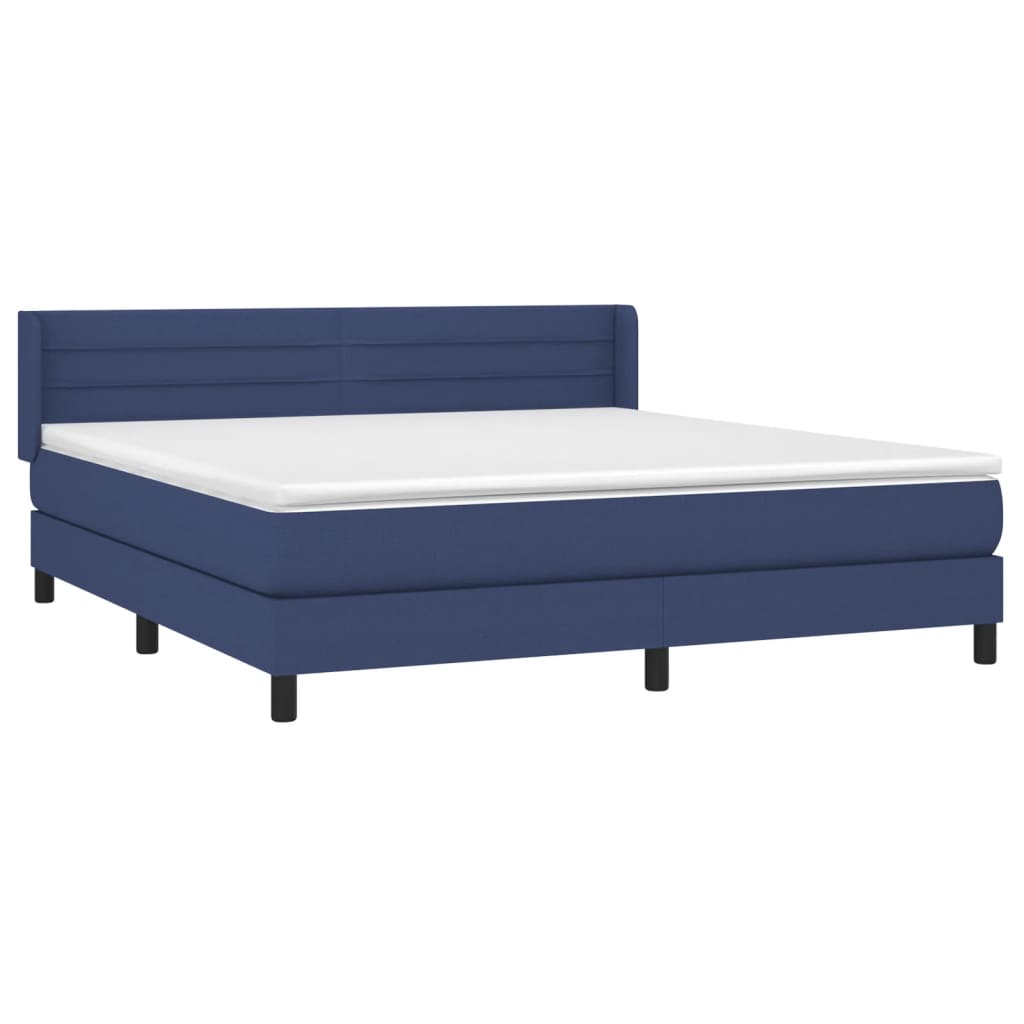 vidaXL Boxspring met matras stof blauw 160x200 cm