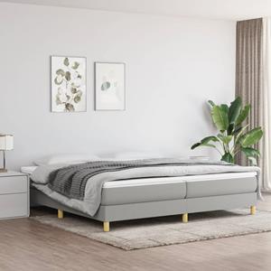 VidaXL Boxspring met matras stof lichtgrijs 200x200 cm