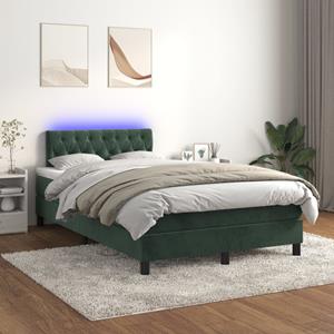 VidaXL Boxspring met matras en LED fluweel donkergroen 120x200 cm