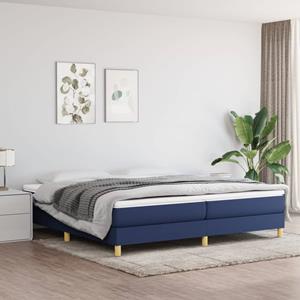 VidaXL Boxspring met matras stof blauw 200x200 cm