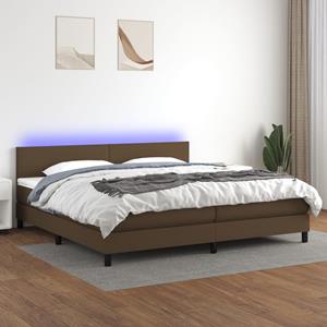 VidaXL Boxspring met matras en LED stof donkerbruin 200x200 cm