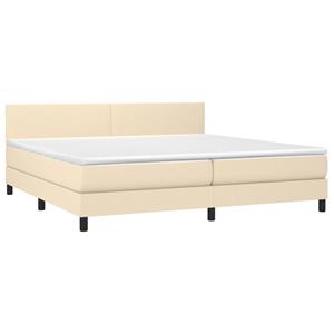 VidaXL Boxspring met matras en LED stof crèmekleurig 200x200 cm