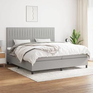 VidaXL Boxspring met matras stof lichtgrijs 200x200 cm