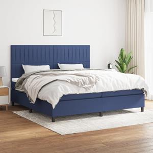 VidaXL Boxspring met matras stof blauw 200x200 cm