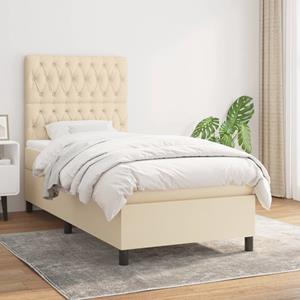 VidaXL Boxspring met matras stof crèmekleurig 90x190 cm