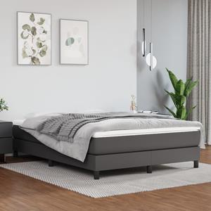 VidaXL Boxspring met matras kunstleer grijs 140x190 cm