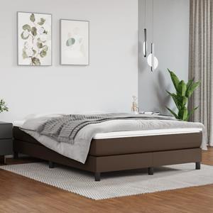 VidaXL Boxspring met matras kunstleer bruin 140x200 cm