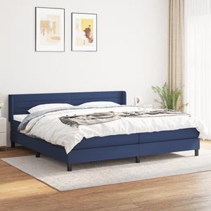 VidaXL Boxspring met matras stof blauw 200x200 cm