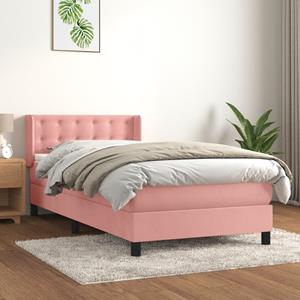 VidaXL Boxspring met matras fluweel roze 100x200 cm