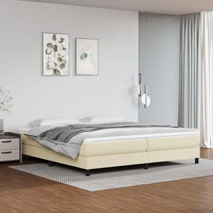 VidaXL Boxspring met matras kunstleer crèmekleurig 200x200 cm