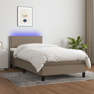 VidaXL Boxspring met matras en LED stof taupe 90x190 cm