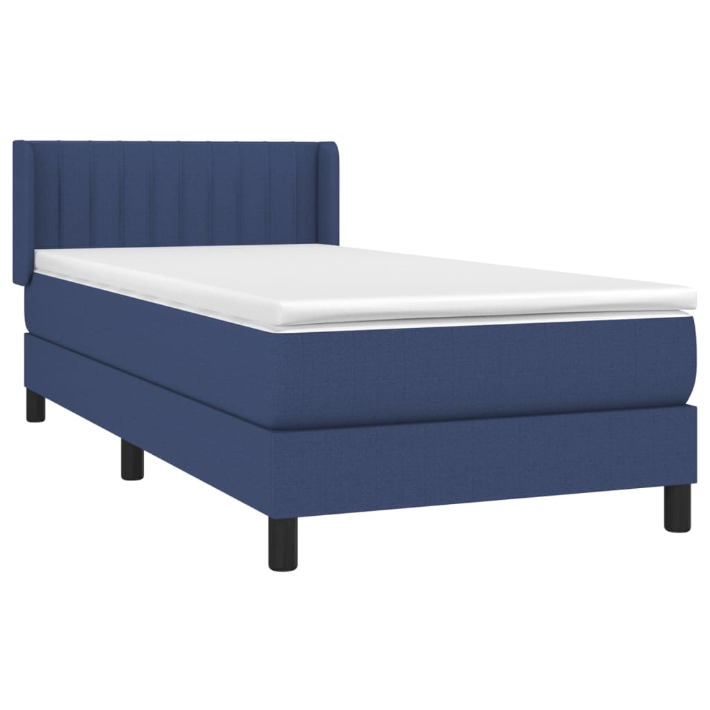 vidaXL Boxspring met matras stof blauw 100x200 cm