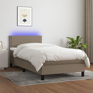 VidaXL Boxspring met matras en LED stof taupe 100x200 cm