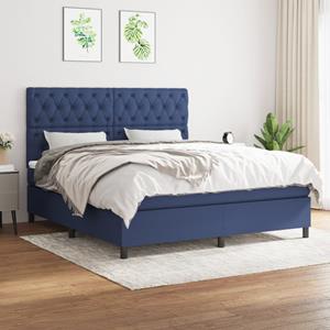 VidaXL Boxspring met matras stof blauw 160x200 cm