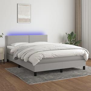 VidaXL Boxspring met matras en LED stof lichtgrijs 140x190 cm