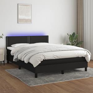 VidaXL Boxspring met matras en LED stof zwart 140x190 cm