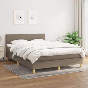 VidaXL Boxspring met matras stof taupe 140x190 cm