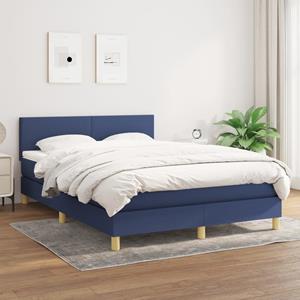 VidaXL Boxspring met matras stof blauw 140x190 cm