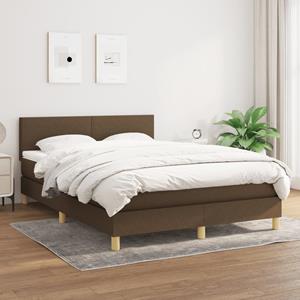 VidaXL Boxspring met matras stof donkerbruin 140x200 cm