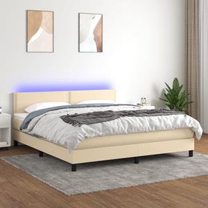 VidaXL Boxspring met matras en LED stof crèmekleurig 160x200 cm