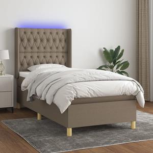 VidaXL Boxspring met matras en LED stof taupe 100x200 cm